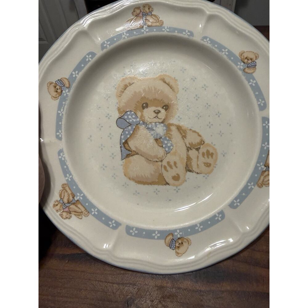 Tienshan Stoneware Country Bear Dinner &salad plates, cups & saucers set of 2 ea - Picture 3 of 16